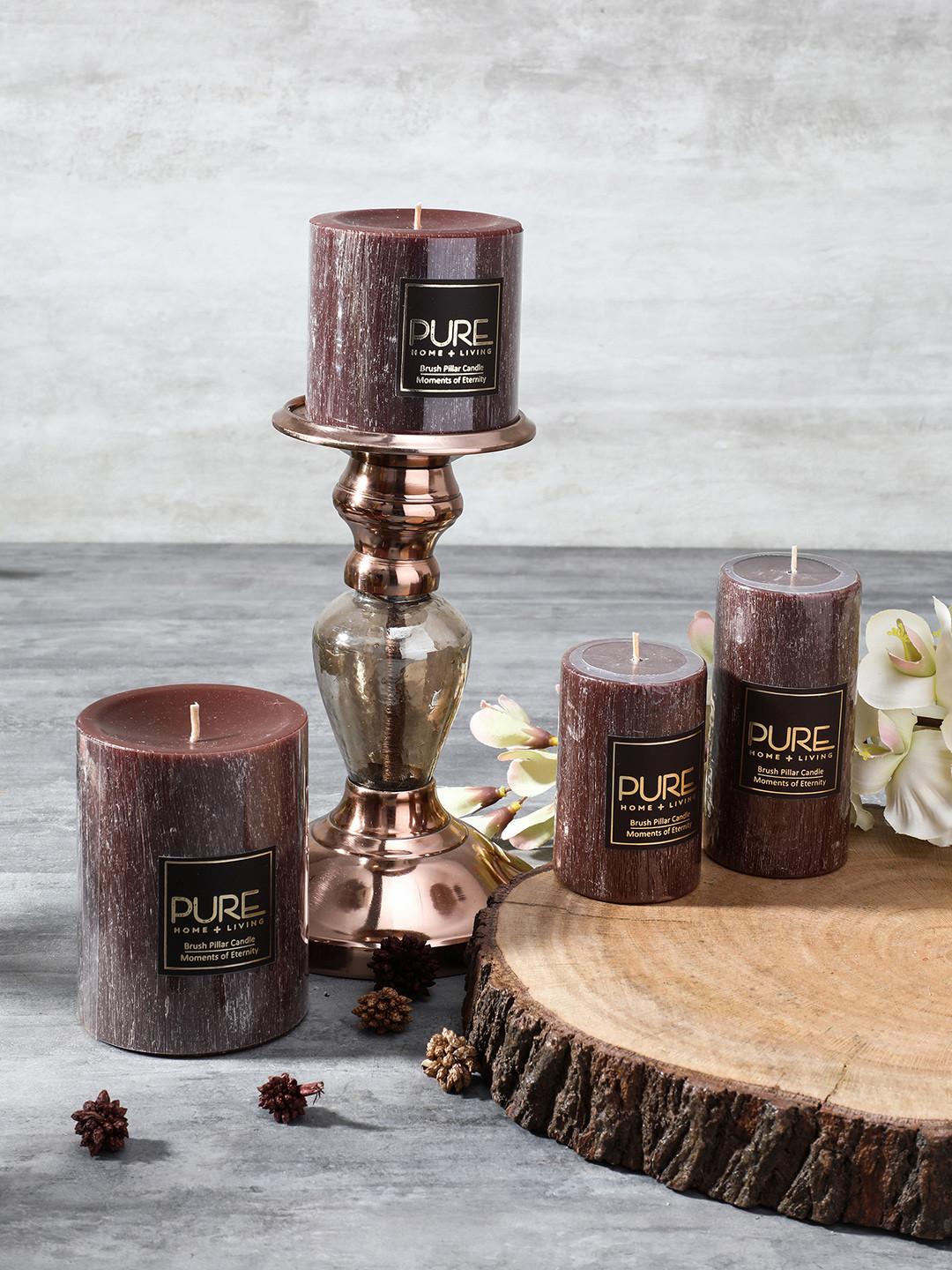 Buy Pure Home And Living Set Of 2 Brown Candles Candles for Unisex