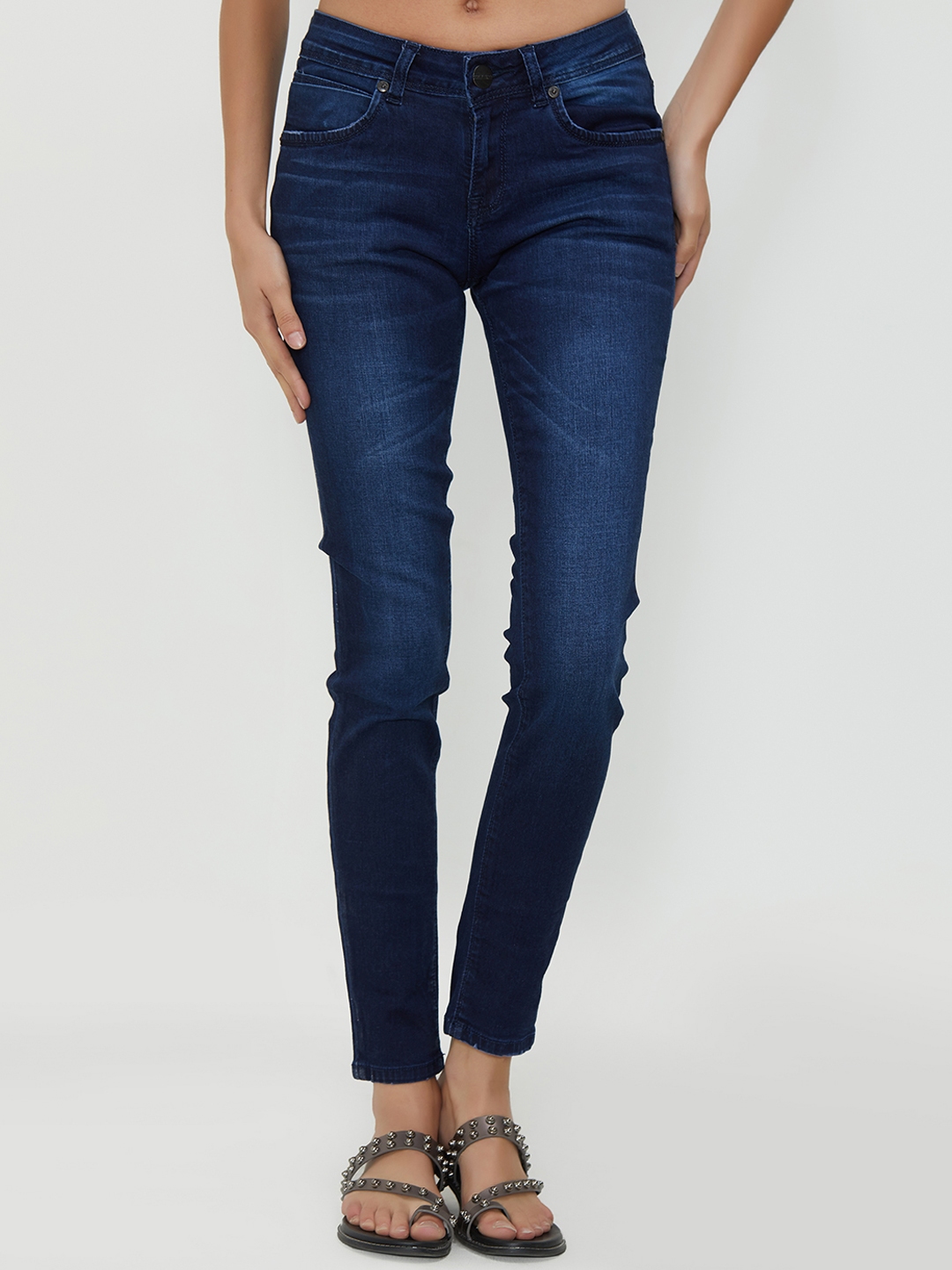 Buy Soie Women Navy Blue Regular Fit Low Rise Clean Look Jeans - Jeans ...