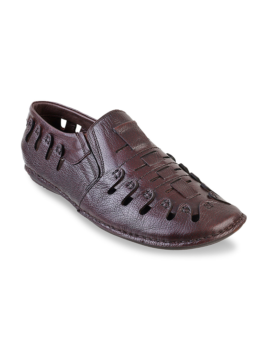 Buy Metro Men Brown Leather Fisherman Sandals - Sandals for Men 7556873 | Myntra