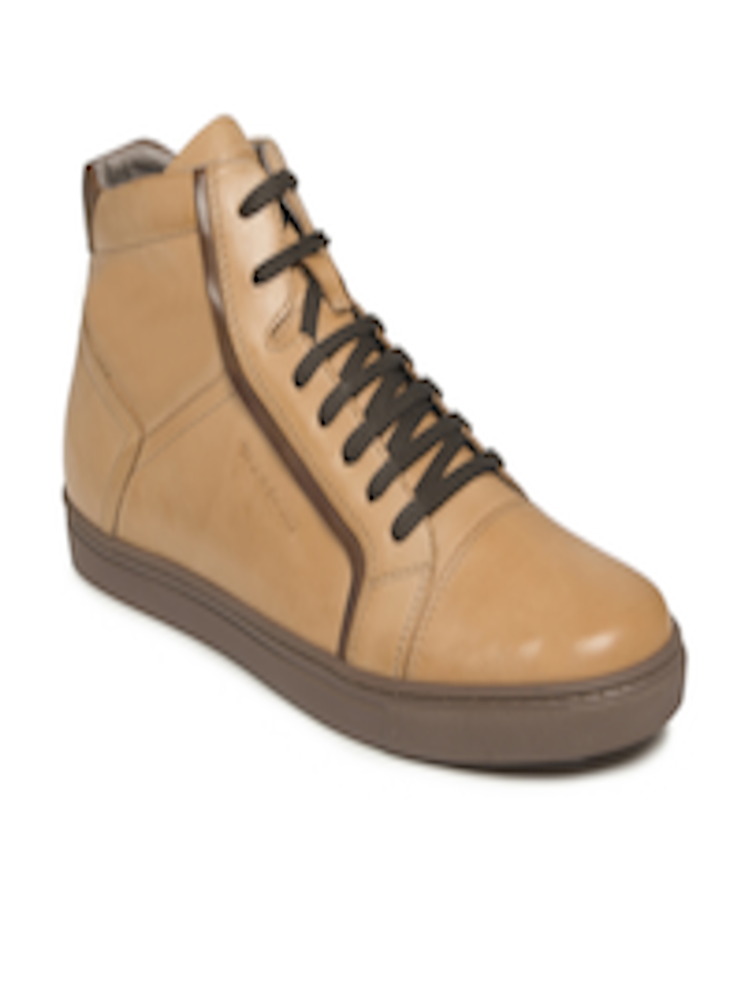 Buy TONI ROSSI Men Beige Solid Leather Mid Top Sneakers - Casual Shoes ...