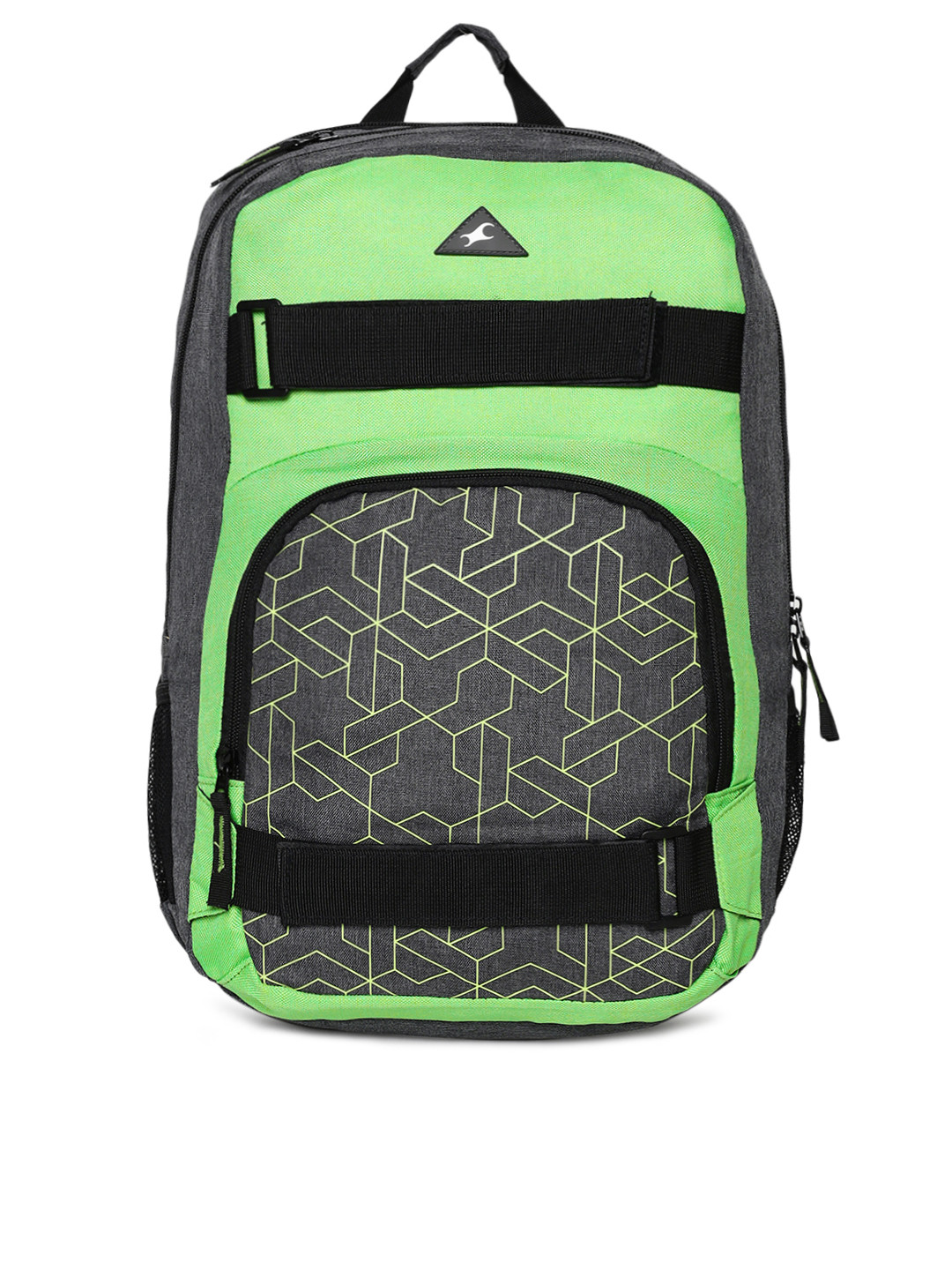 Buy Fastrack Men Grey & Green Geometric Laptop Backpack Backpacks for
