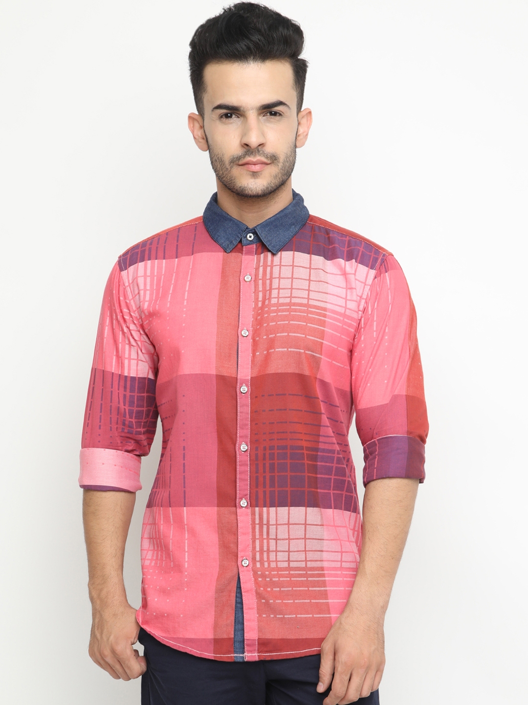 Buy WITH Men Red Slim Fit Printed Casual Shirt - Shirts for Men 7574503 ...