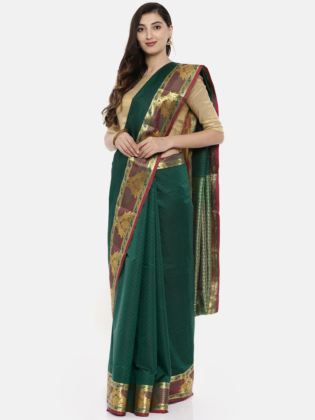 Buy The Chennai Silks Classicate Green Woven Design Pure Silk Saree