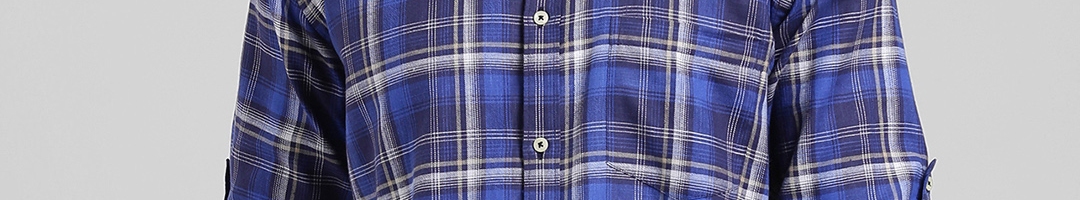 Buy Being Fab Men Blue & White Slim Fit Checked Casual Shirt - Shirts ...