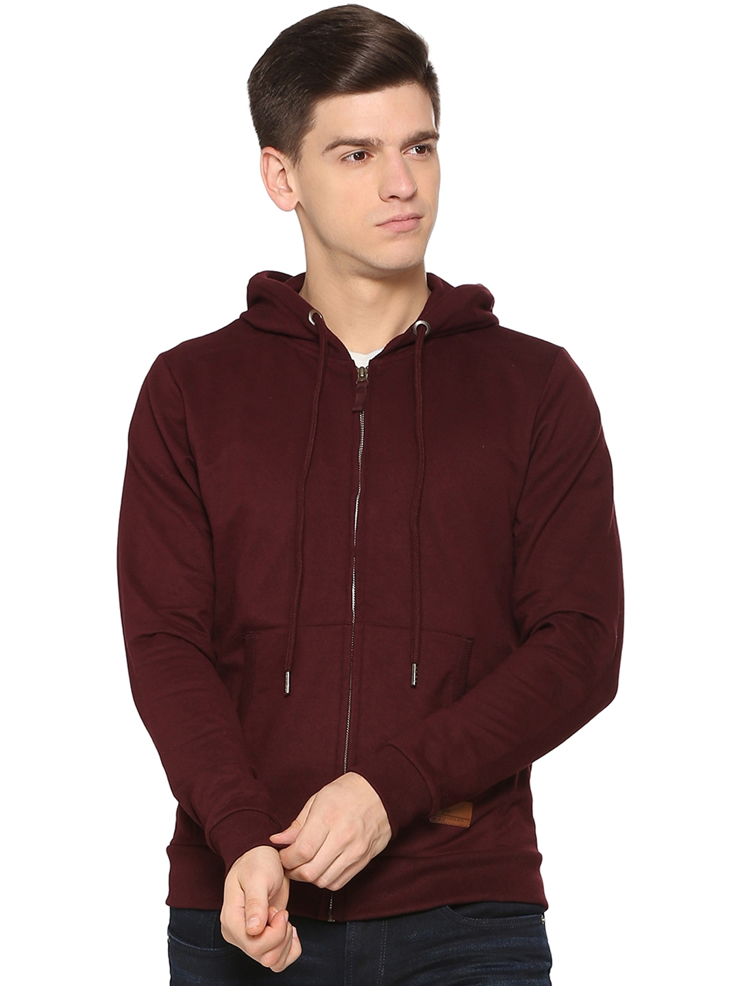 Buy People Men Maroon Solid Hooded Sweatshirt - Sweatshirts for Men ...