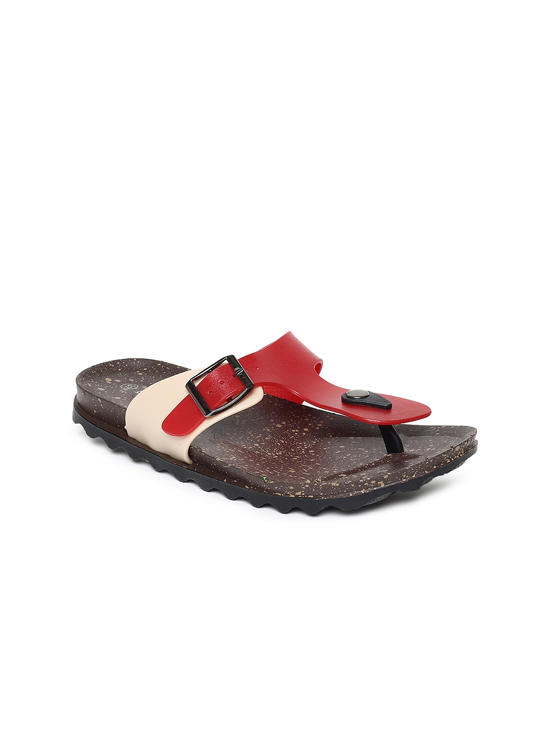red t strap flats