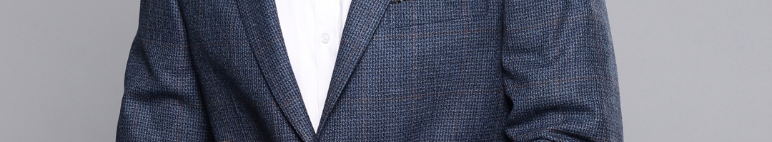 Buy Louis Philippe Men Navy Blue Woolen Solid Textured Blazer - Blazers for Men 7593276 | Myntra
