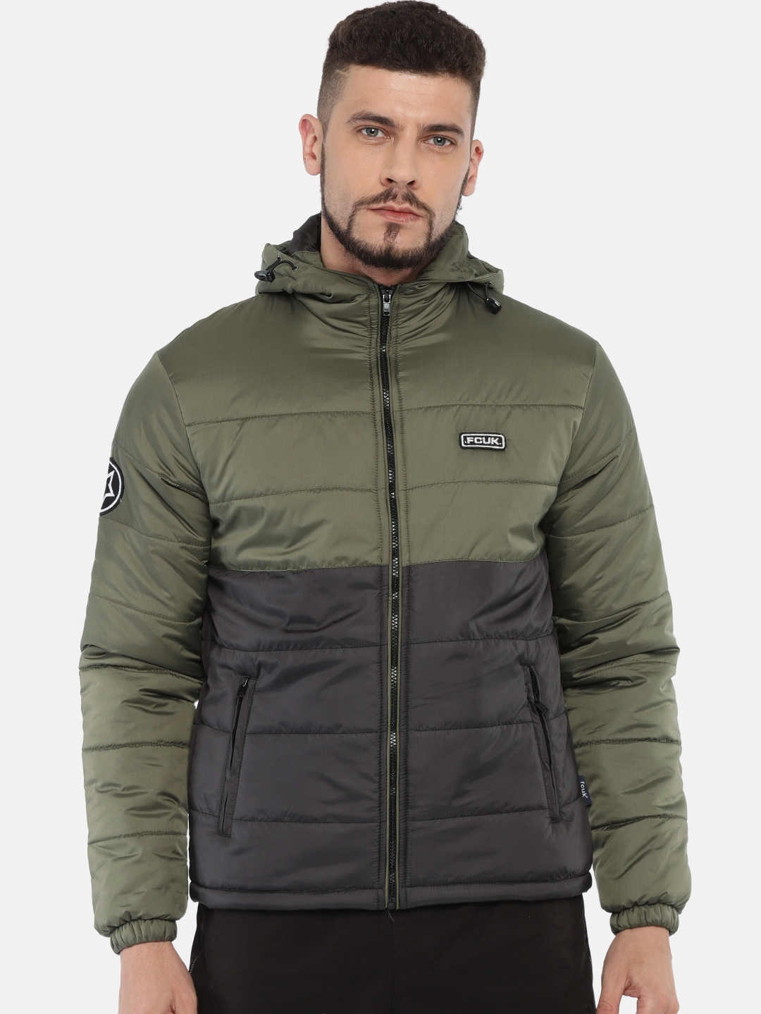 french connection olive green parka