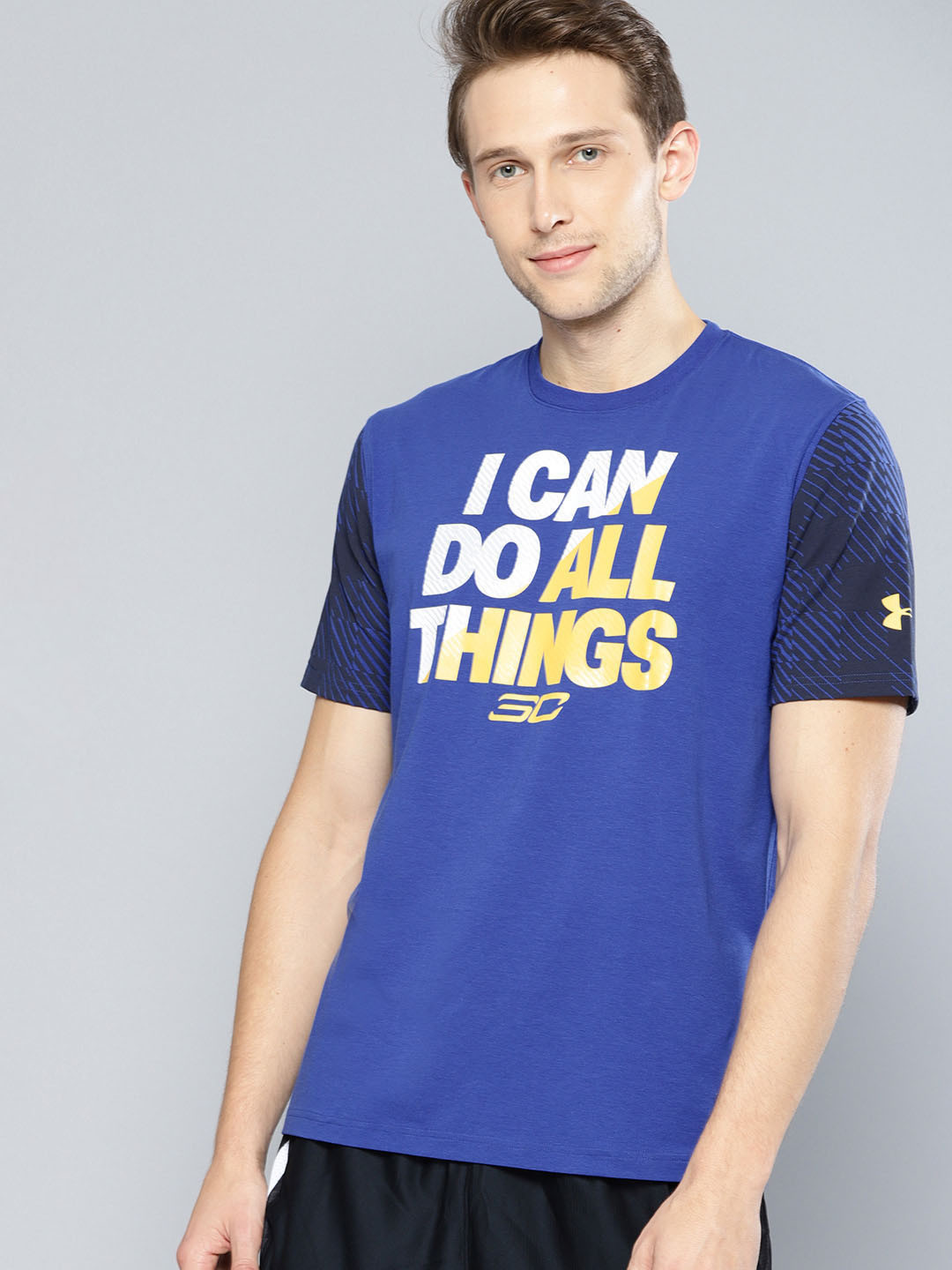 Buy UNDER ARMOUR Men Blue Printed SC30 ICDAT Basketball T Shirt