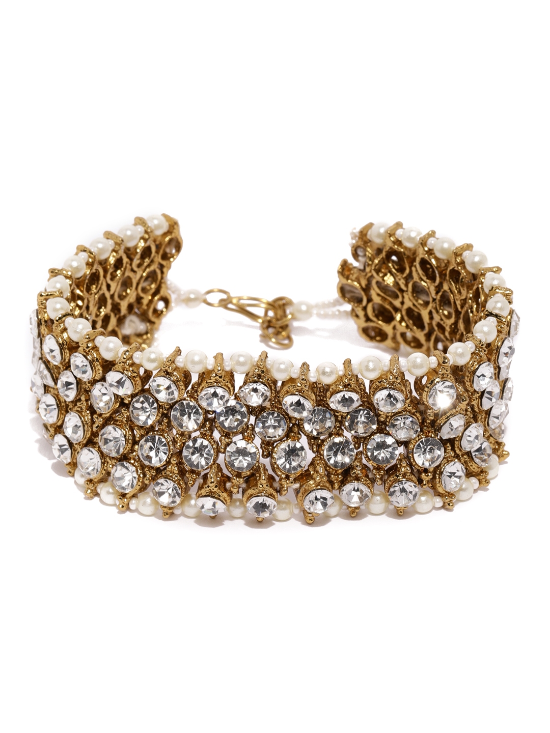 Buy Zaveri Pearls Gold Toned Metal Wraparound Traditional Bracelet ...