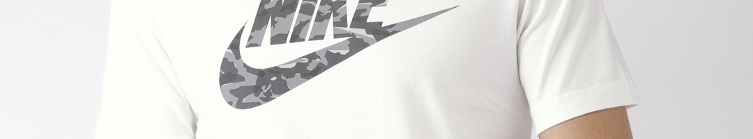 Buy Nike Men White Printed CAMO PACK 2 AS Round Neck Pure Cotton T ...