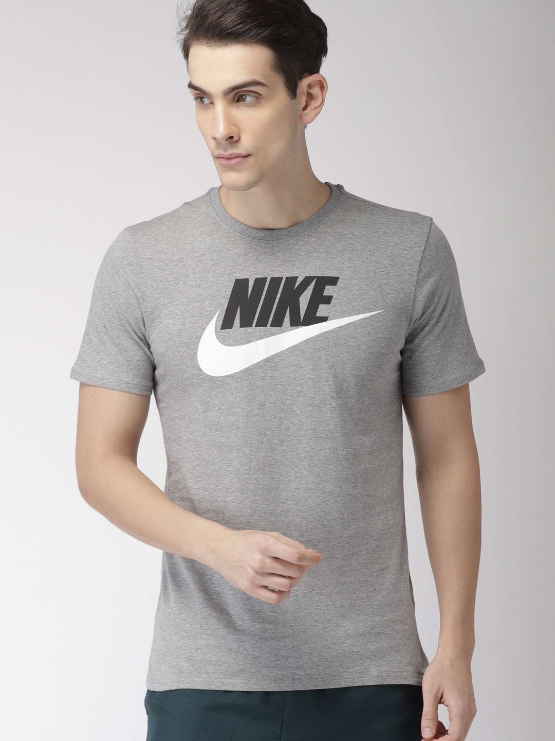 Buy Nike Men Grey Melange Printed Round Neck T Shirt - Tshirts for Men ...