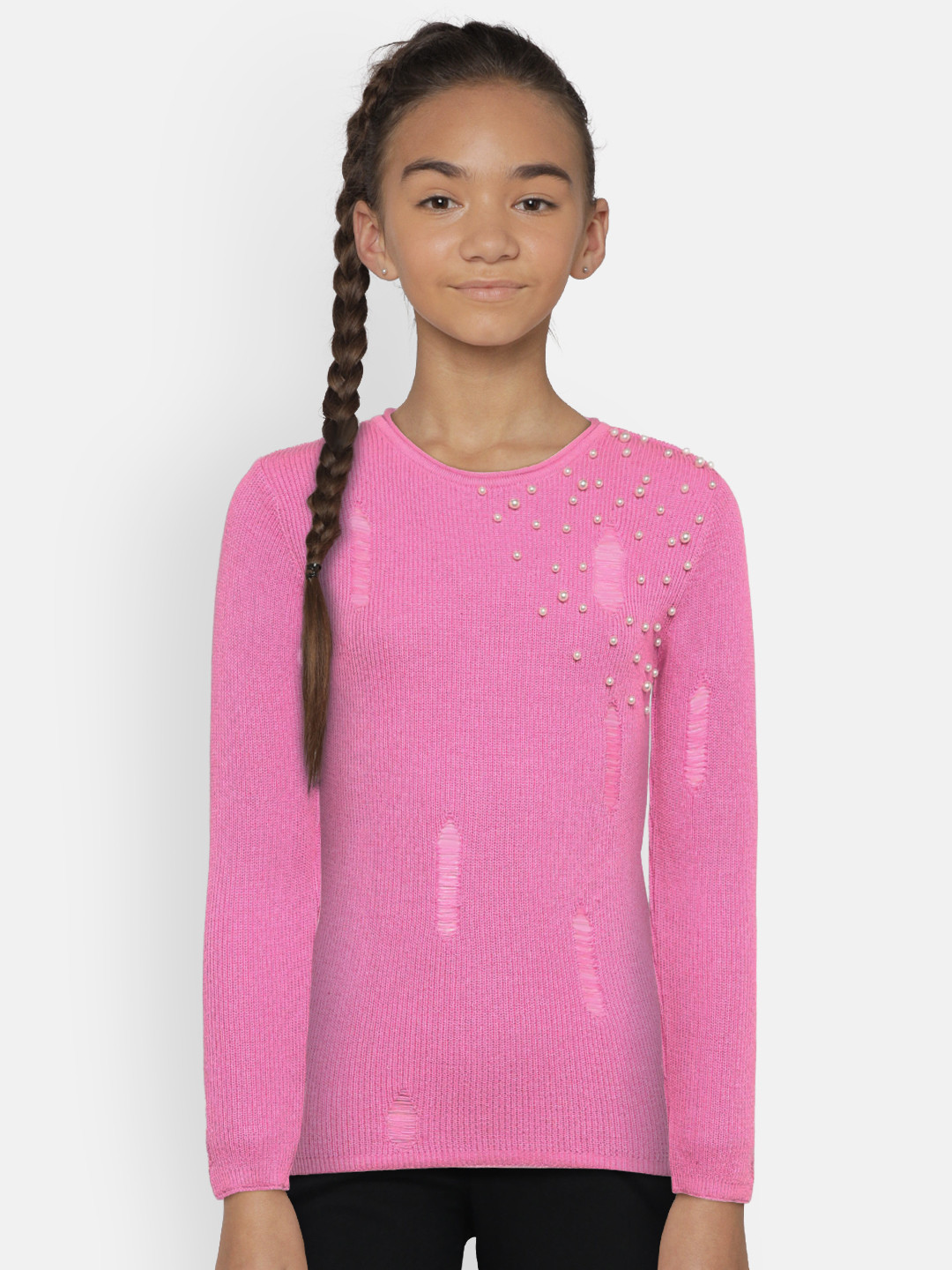 Buy VITAMINS Girls Pink Embellished Top Tops for Girls 7623163 Myntra