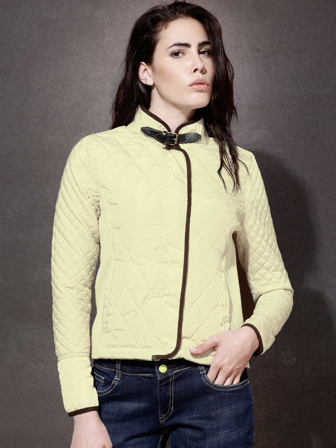Buy Roadster Beige Quilted Jacket Jackets for Women 762325 Myntra
