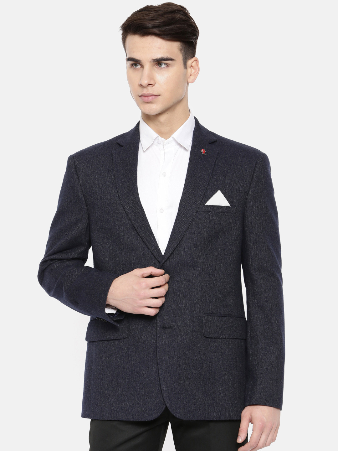 Men's Blue Single-Breasted Blazers