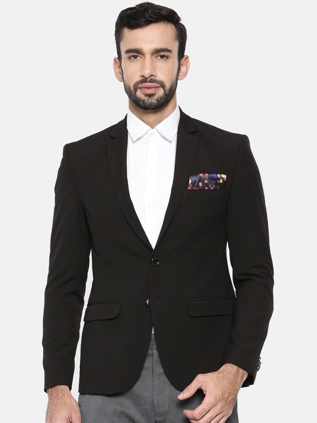 Buy Park Avenue Men Black Solid Neo Slim Fit Single Breasted Formal