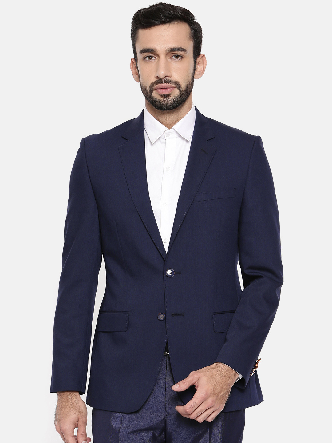 Buy Raymond Navy Contemporary Fit Single Breasted Casual Blazer