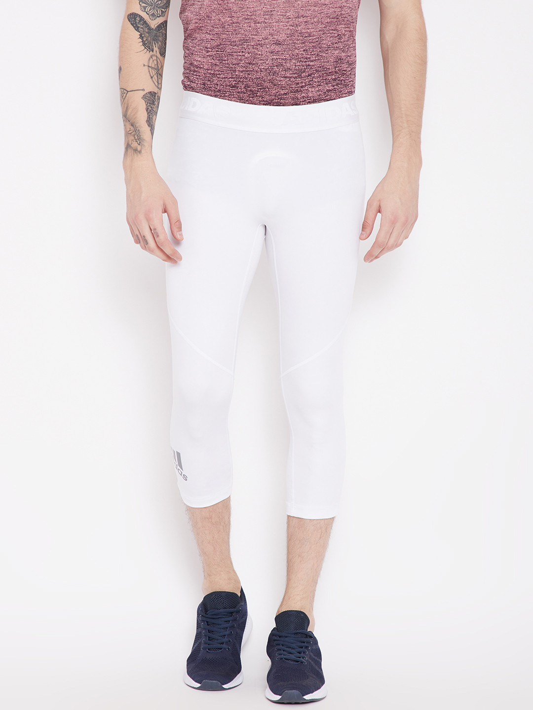 Buy ADIDAS Men White Alphaskin Sport 3/4 Solid Training Tights Tights