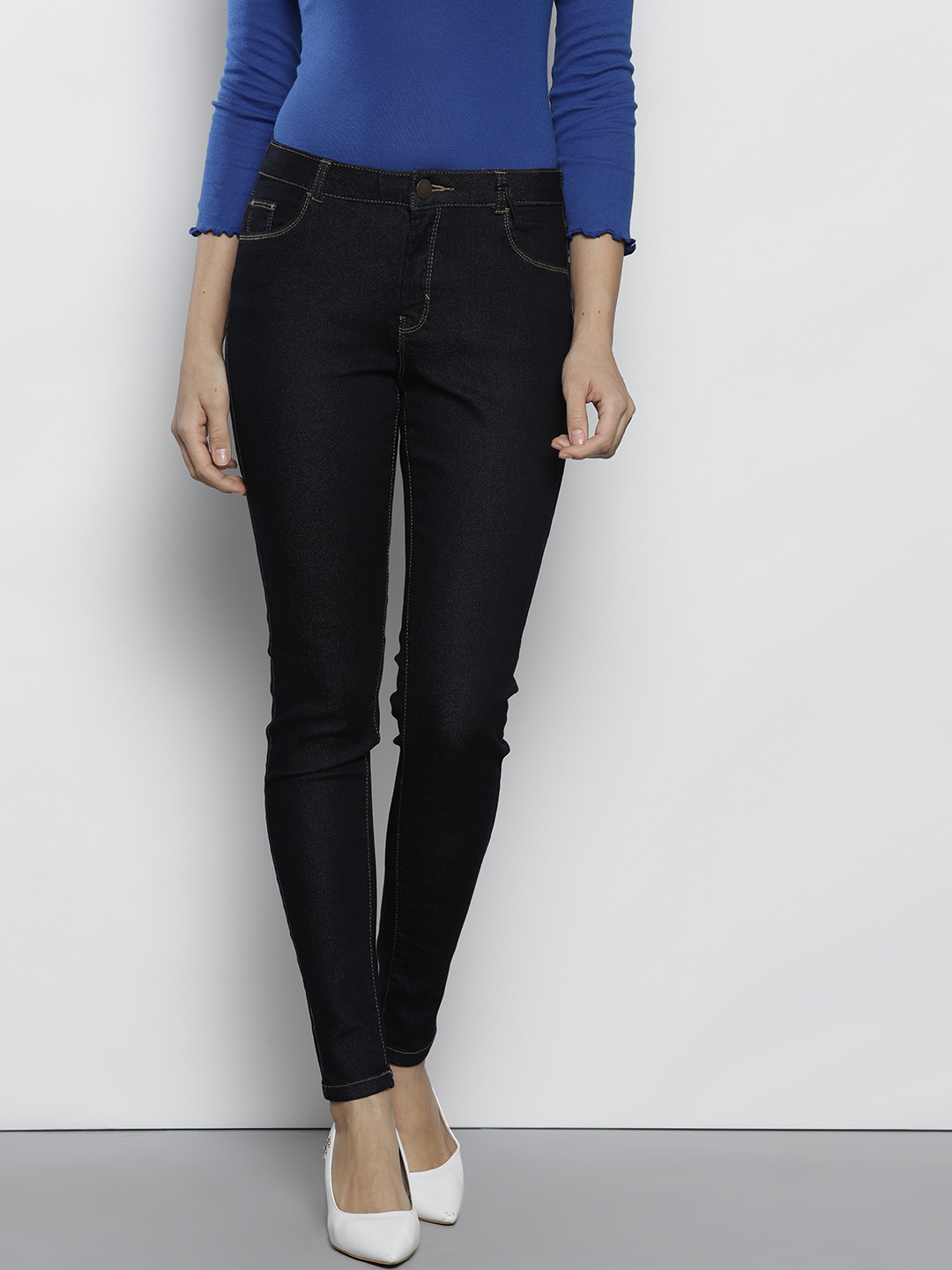 Buy DOROTHY PERKINS Women Navy Blue Skinny Fit Mid Rise Clean Look