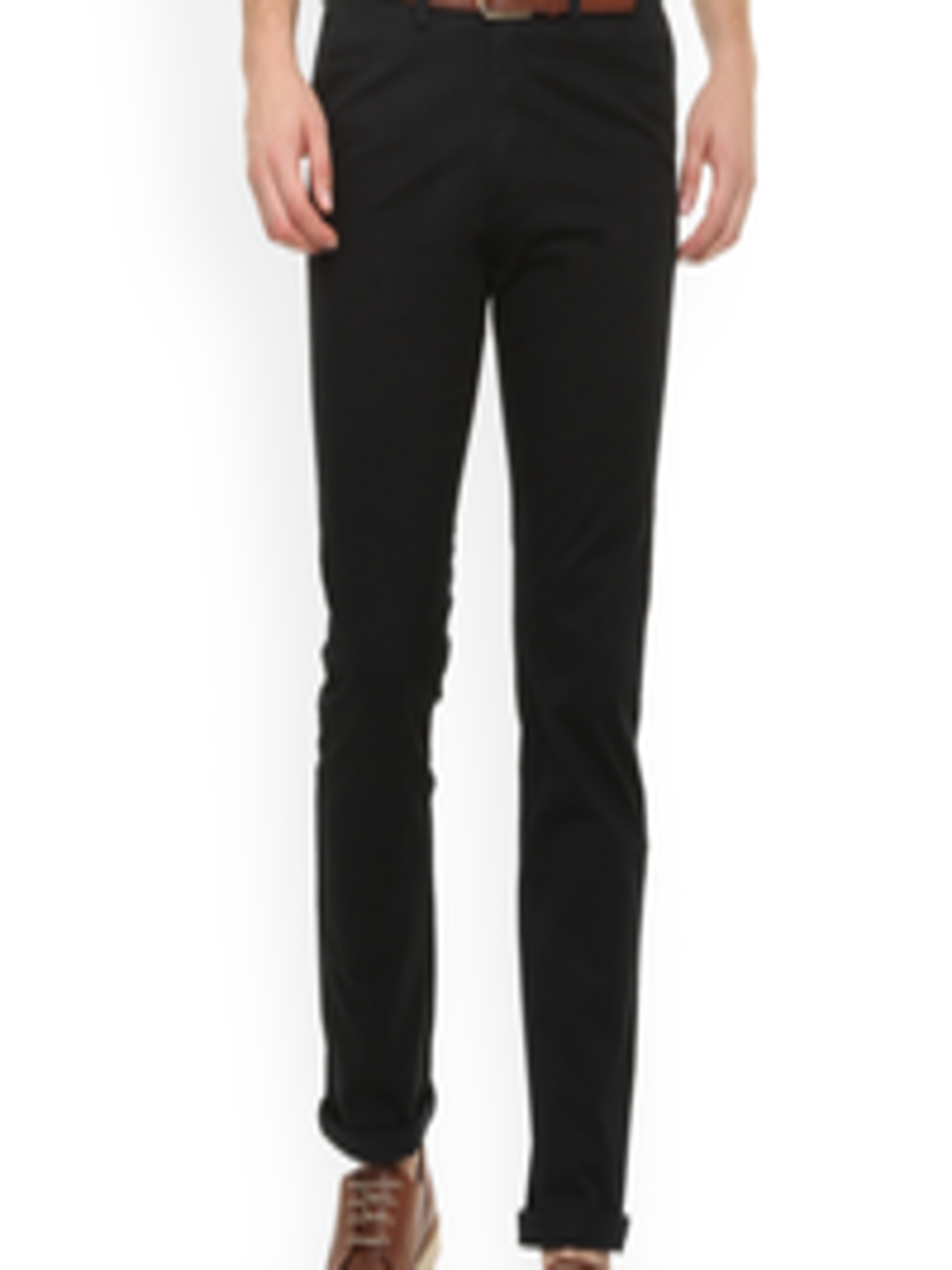 Buy Van Heusen Men Black Slim Fit Solid Chinos - Trousers for Men ...