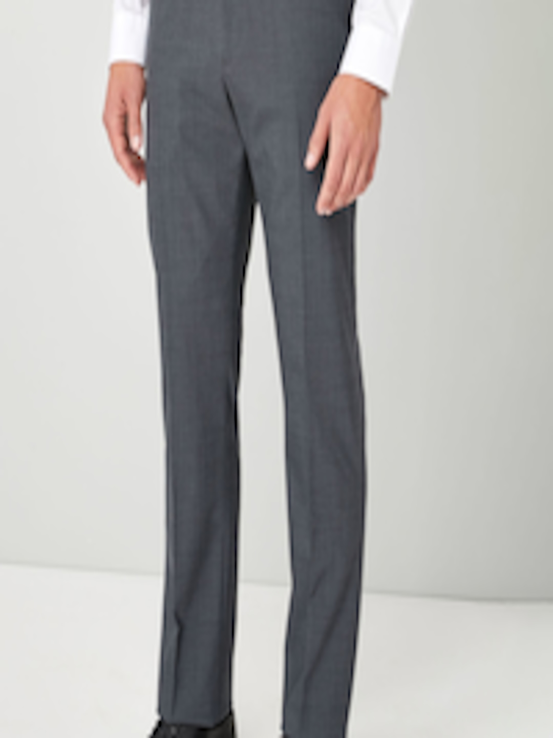 Buy Next Men Grey Slim Fit Solid Formal Trousers - Trousers for Men ...