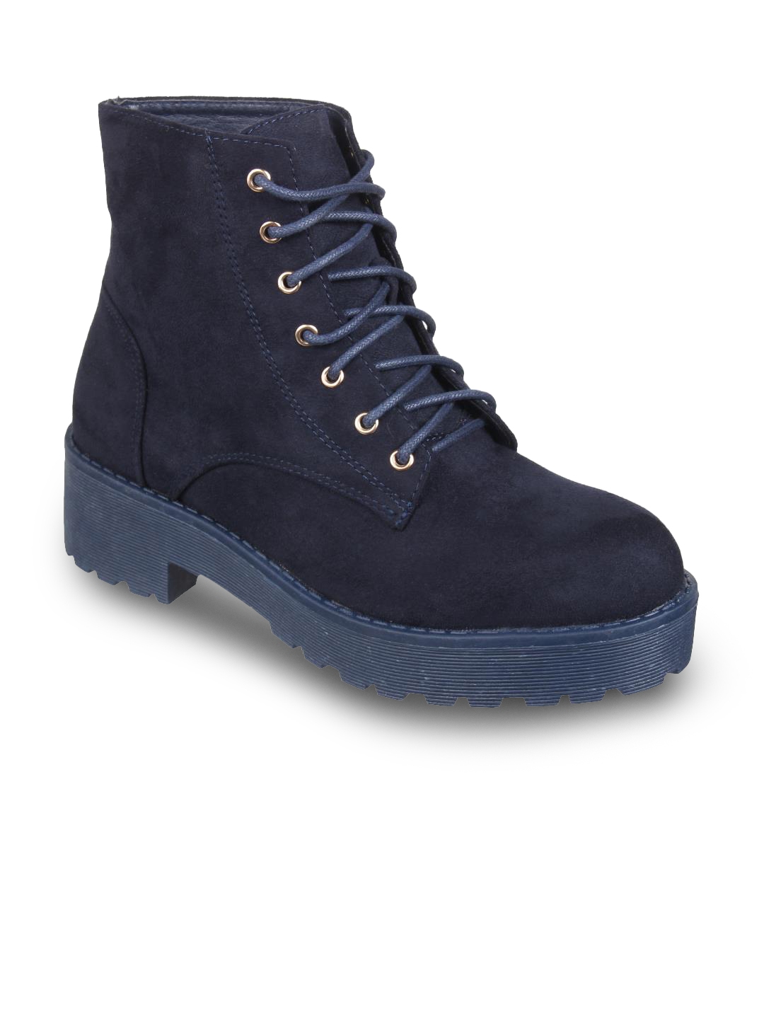 navy blue low heel boots