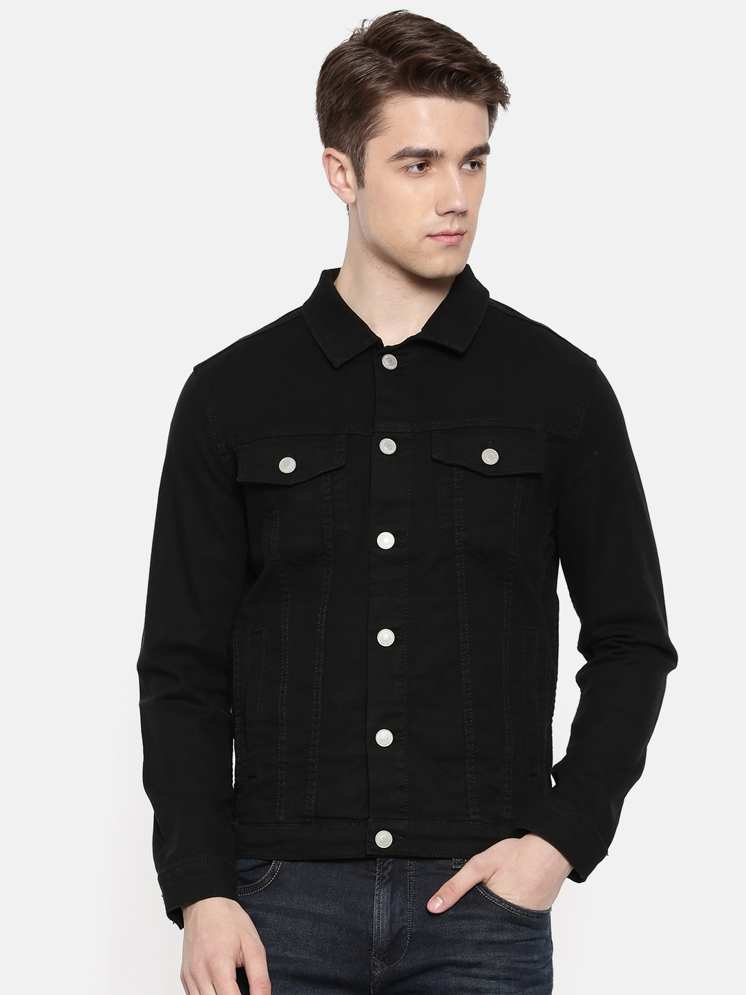 Buy Jack & Jones Men Black Solid Denim Jacket Jackets for Men 7656298