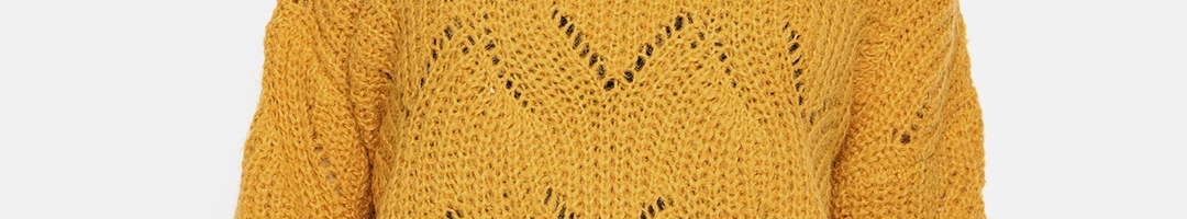 Buy ONLY Women Mustard Yellow Open Knit Sweater - Sweaters for Women ...