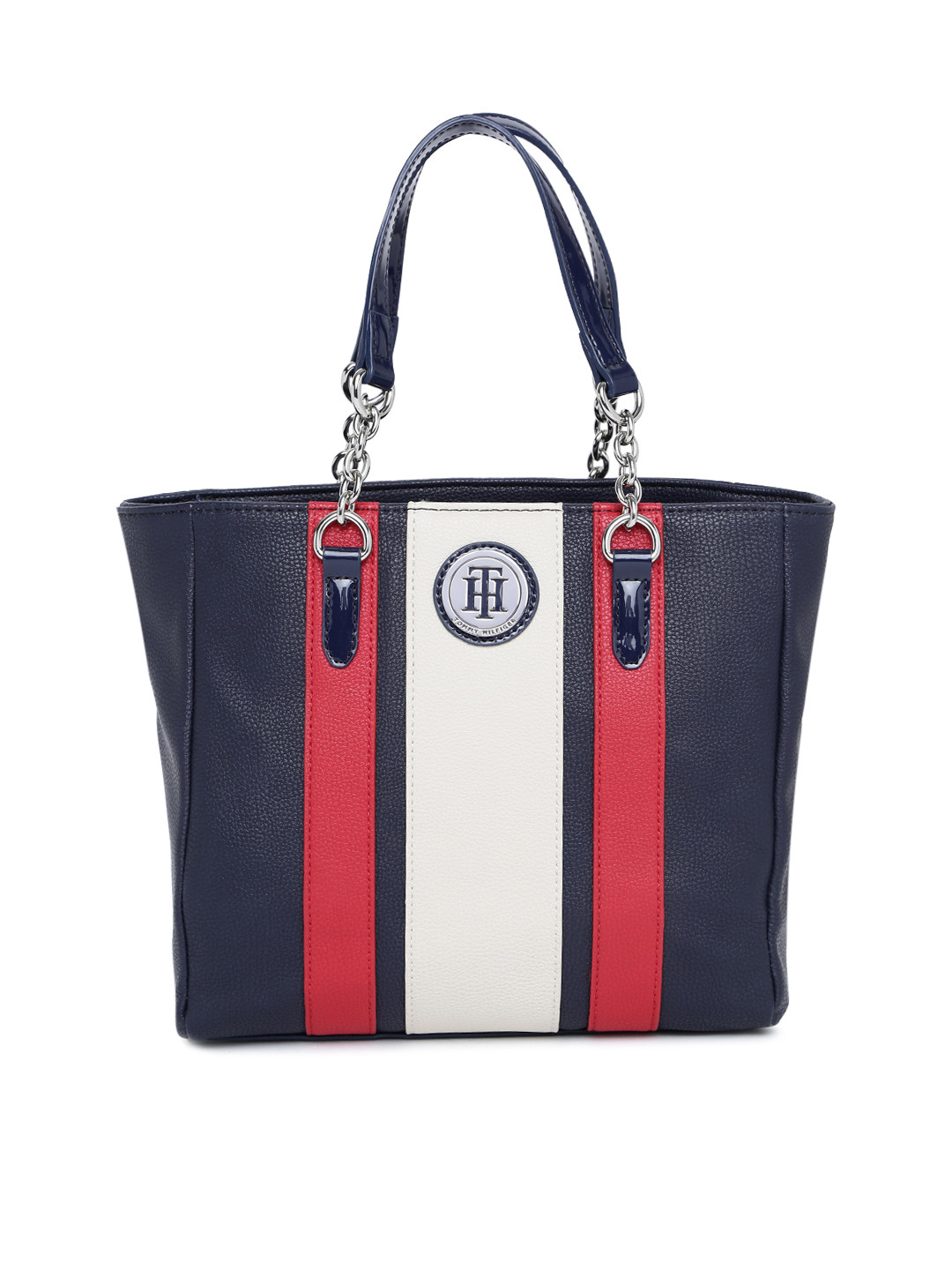 Buy Tommy Hilfiger Women Navy Blue & Red Striped Shoulder Bag