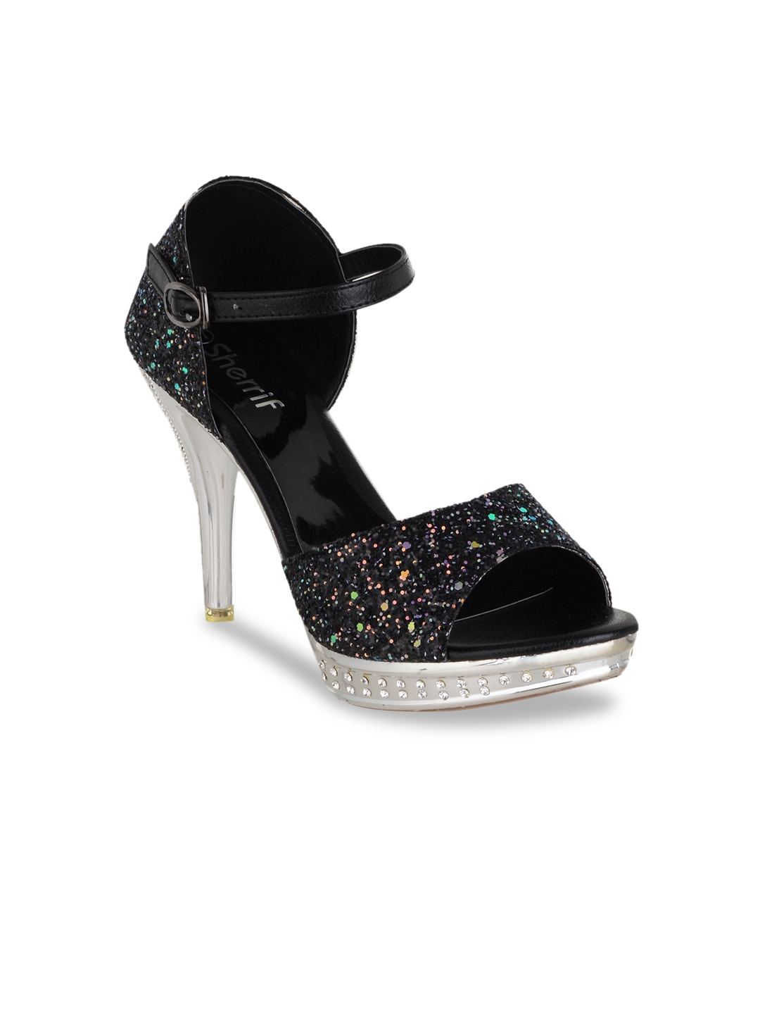 black embellished heels