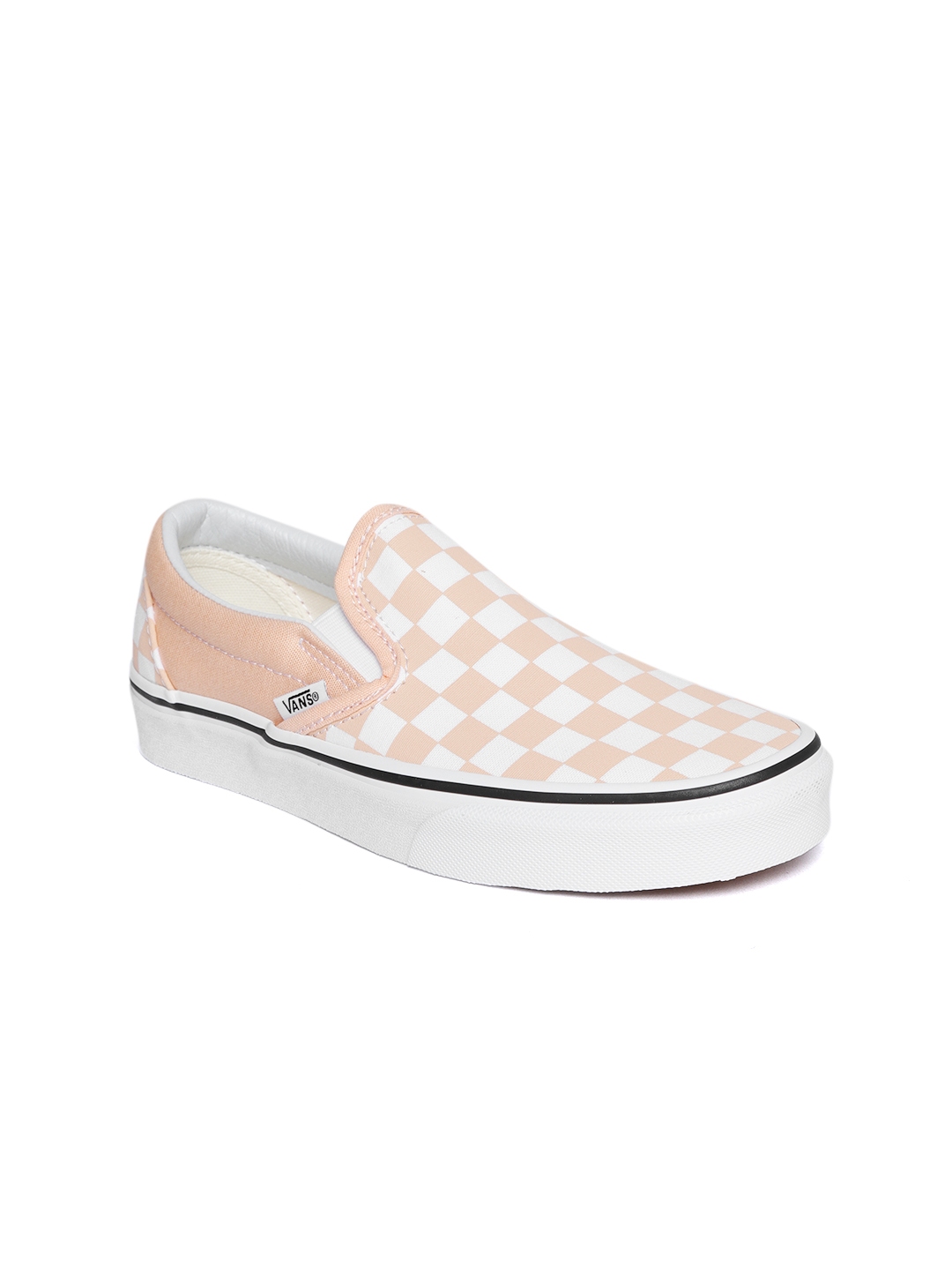 Buy Vans Women Peach Coloured & White Checked Slip On Sneakers - Casual ...