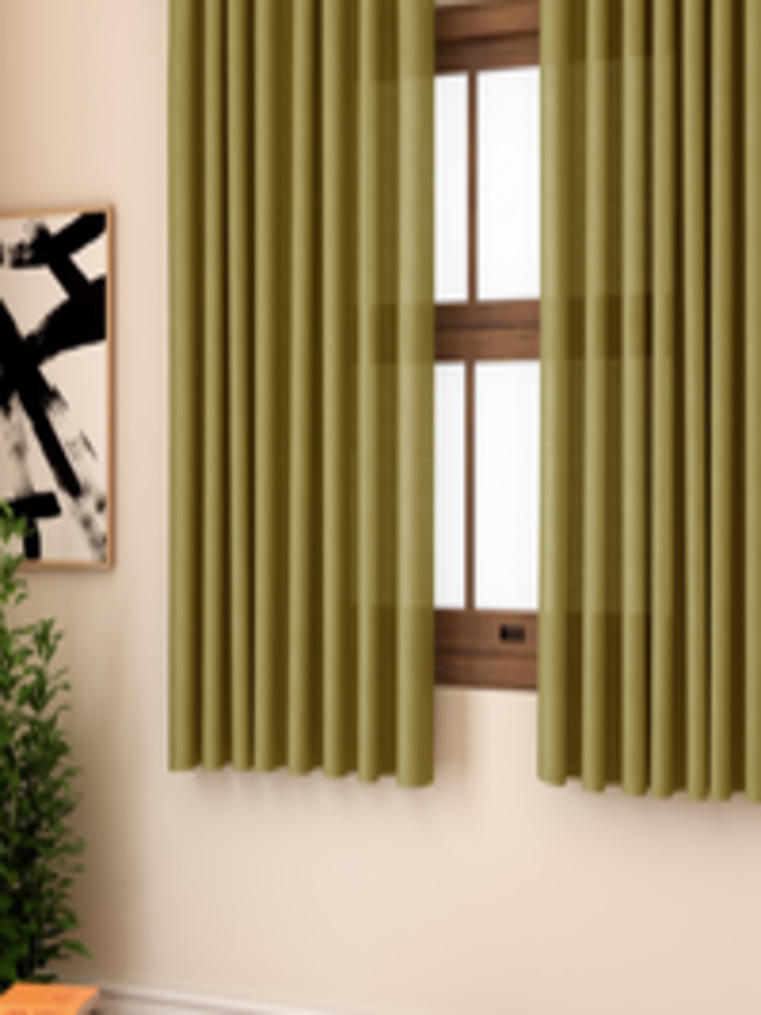 Buy CURTAIN LABEL Green Solid Window Curtain - Curtains And Sheers for ...