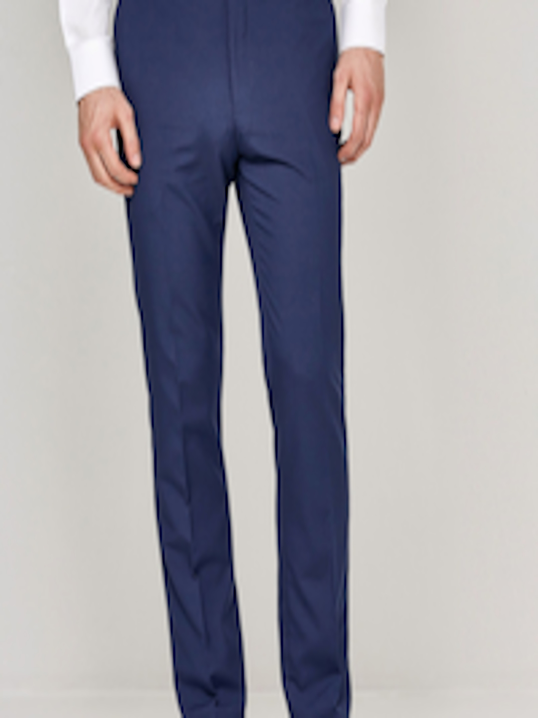 Buy Next Men Navy Blue Regular Fit Solid Formal Trousers - Trousers for ...