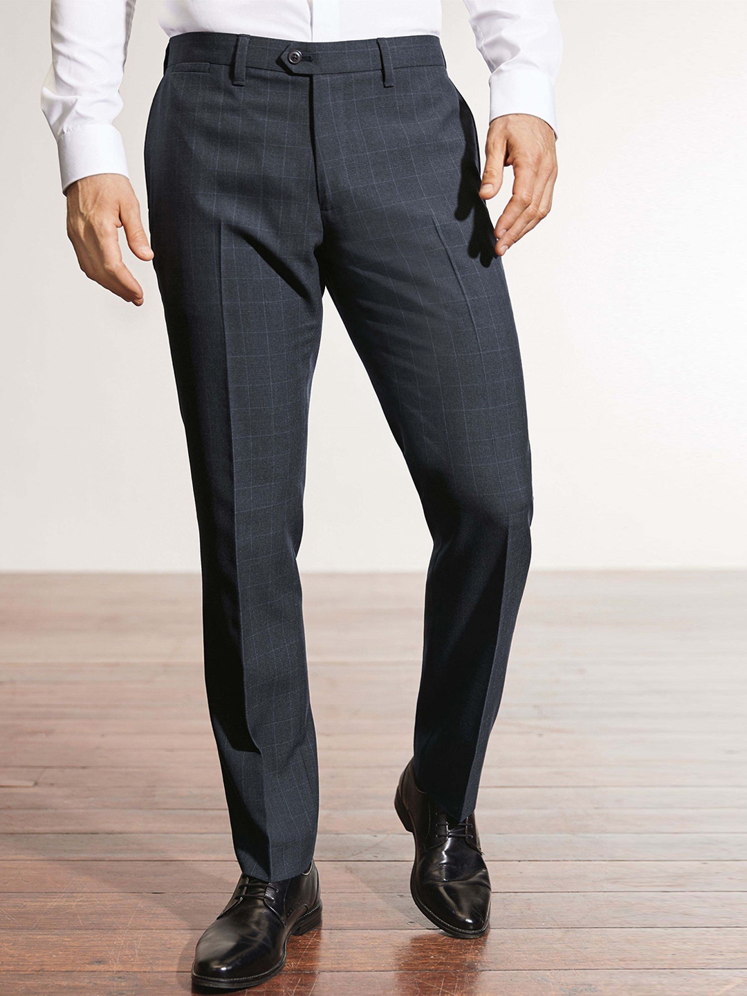 mens navy slim fit trousers