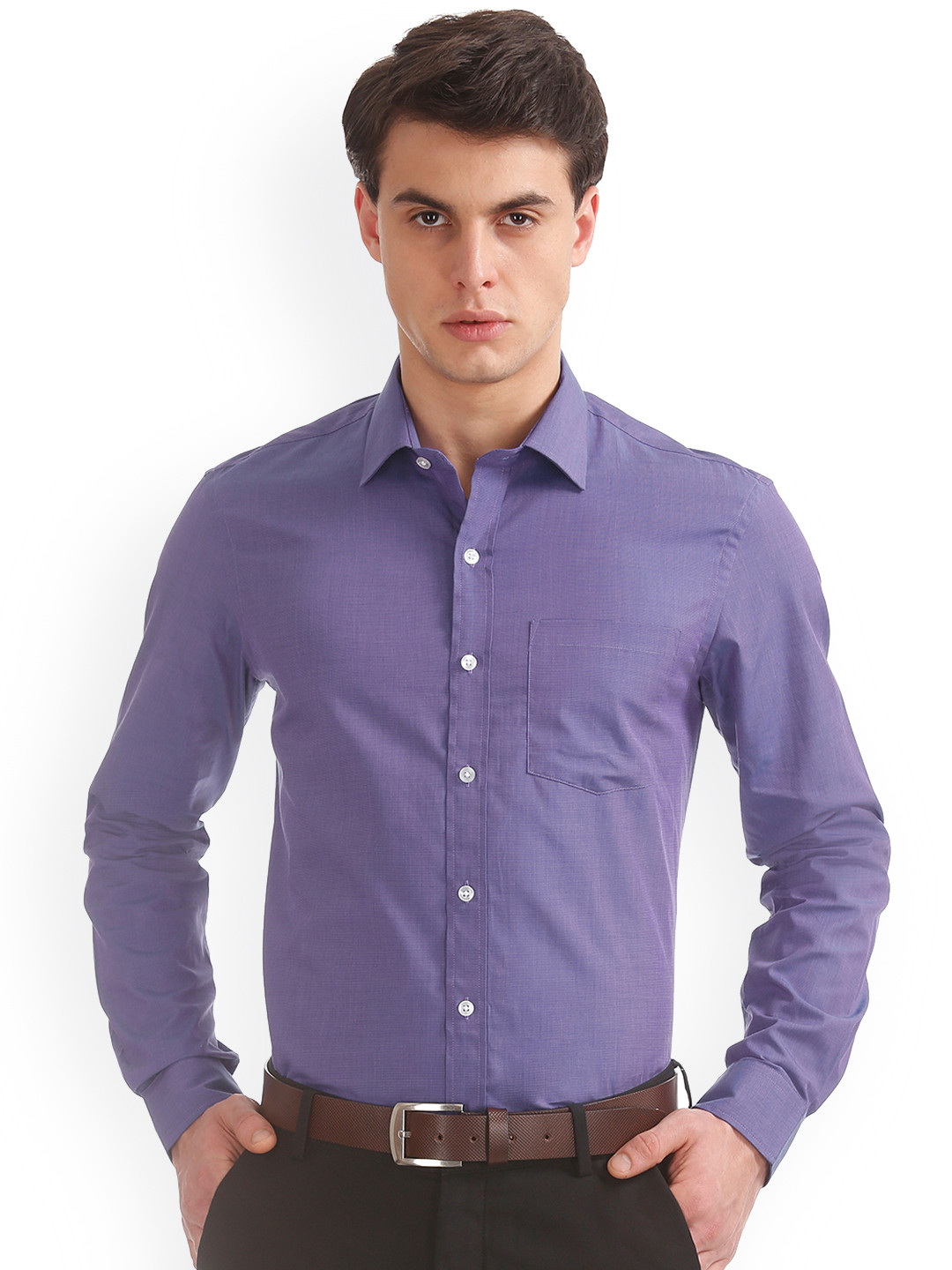 Buy Arrow Men Purple Slim Fit Solid Formal Shirt - Shirts for Men ...