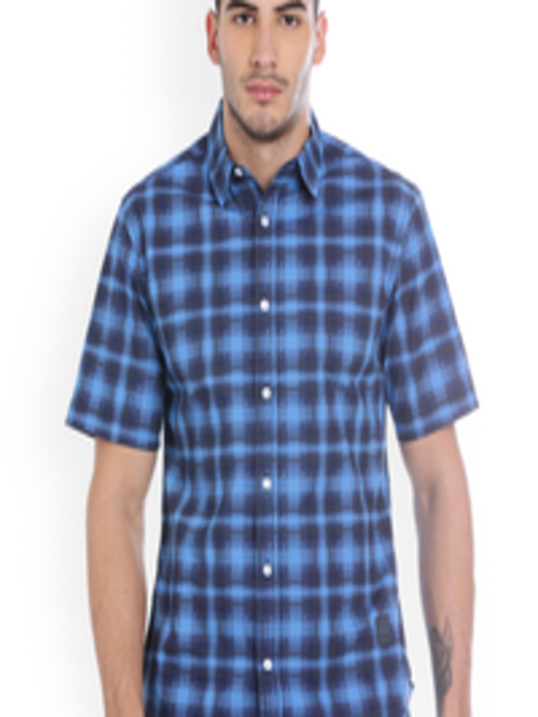 Buy Blue Saint Men Blue Smart Regular Fit Checked Casual Shirt - Shirts ...