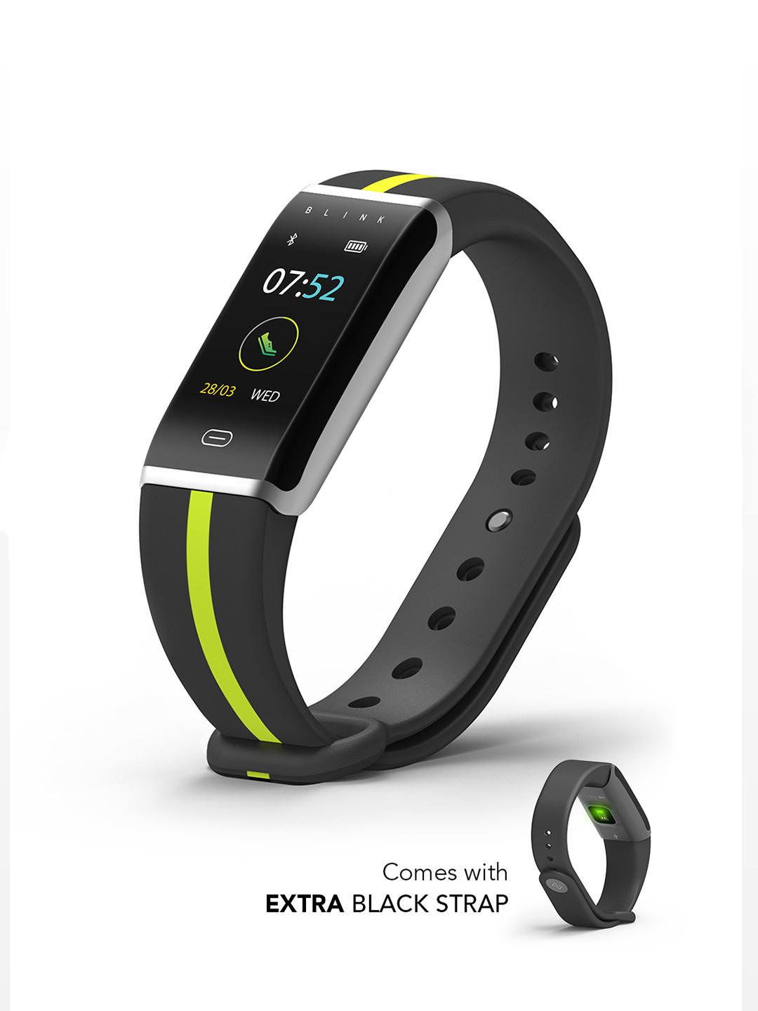 Blink GO - Neon Silver (extra Black Strap) Fitness Wearable Band