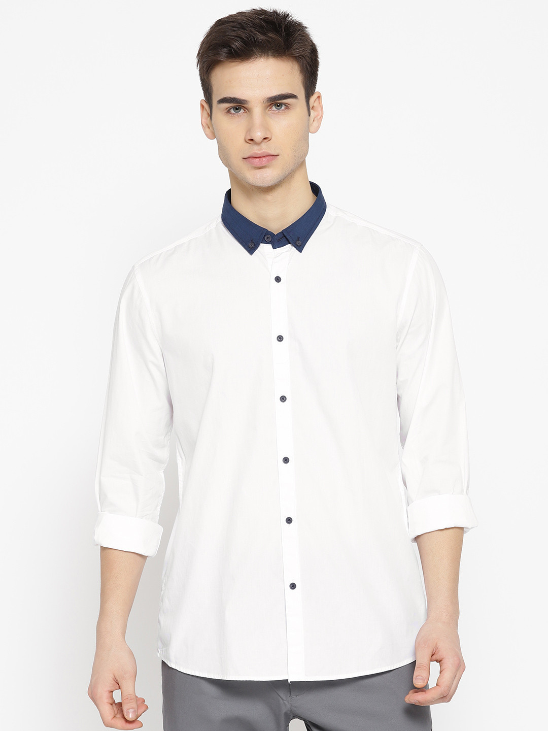 Buy Blackberrys Men White Slim Fit Solid Casual Shirt - Shirts for Men 7678988 | Myntra