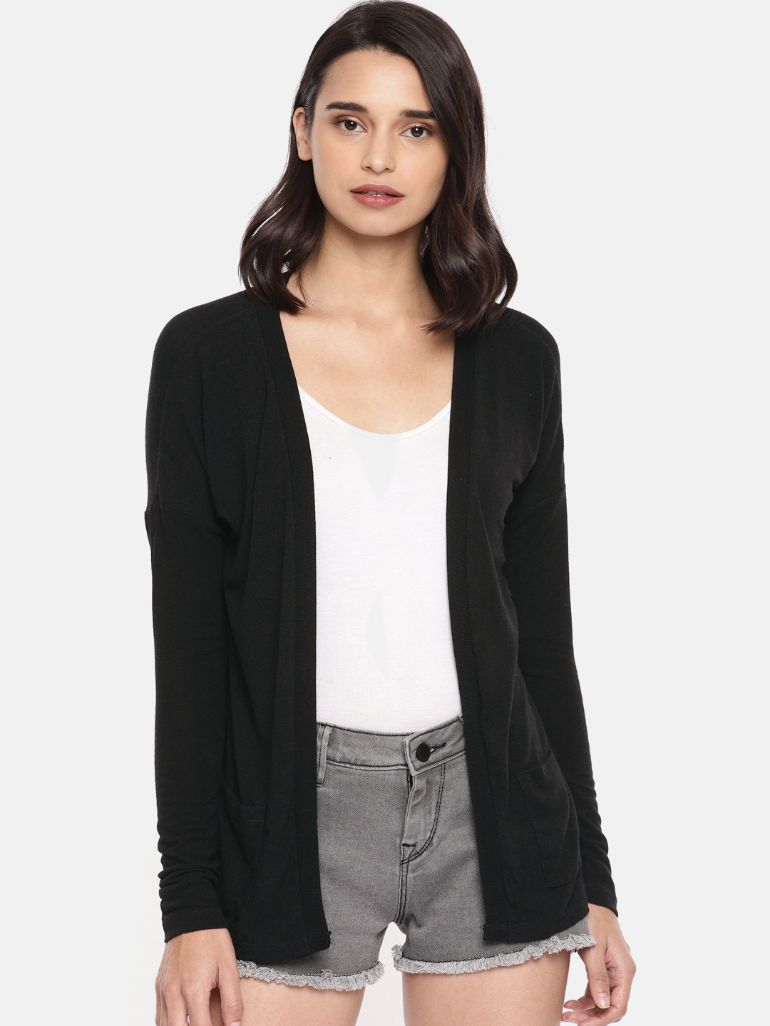Buy Vero Moda Black Solid Open Front Shrug Shrug for Women 7679730