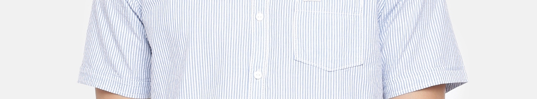Buy Pepe Jeans Men Blue & White Striped Casual Shirt - Shirts for Men ...