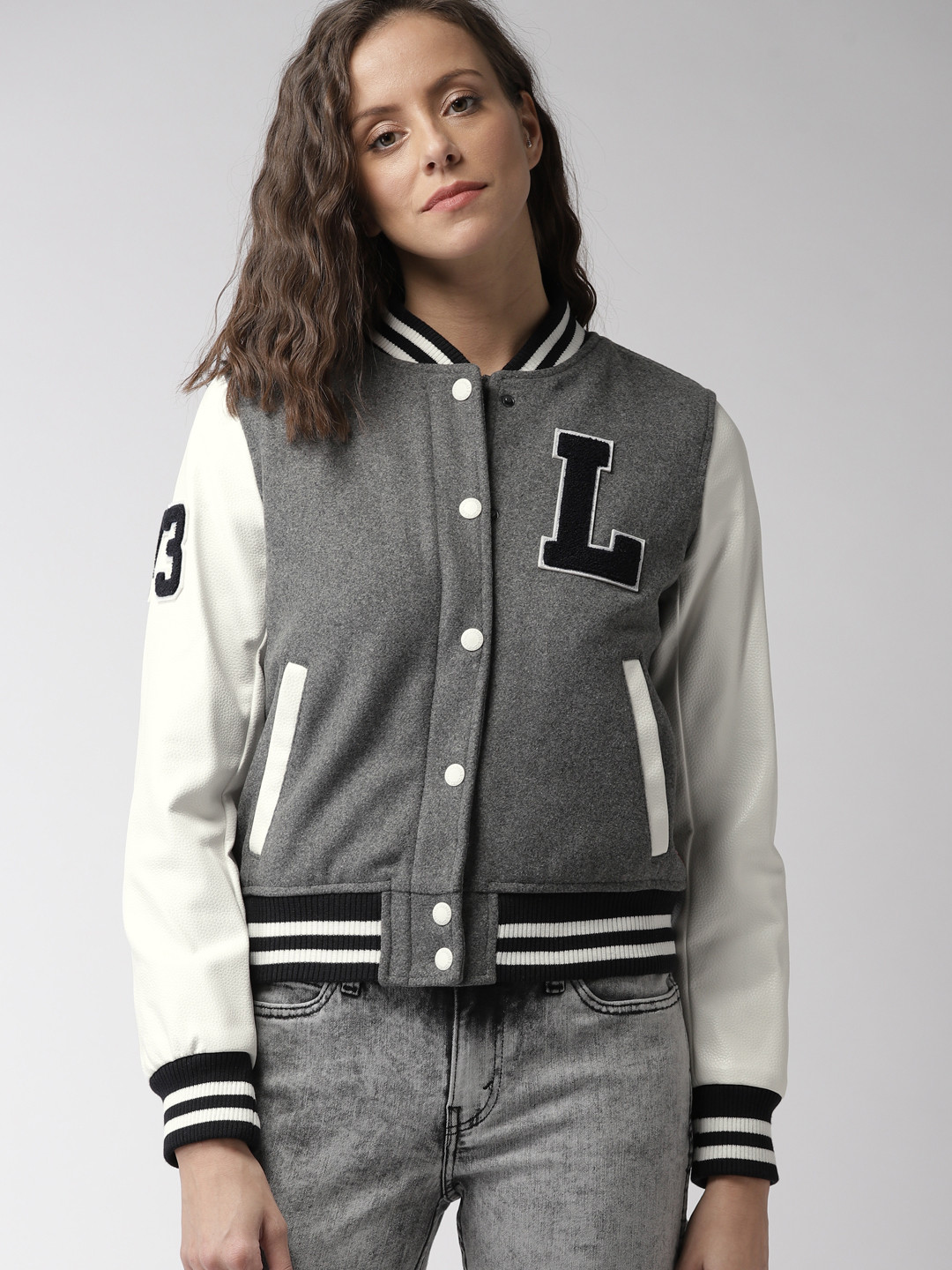 Buy Levis Women Grey Solid Varsity Jacket Jackets for Women 7686859 Myntra