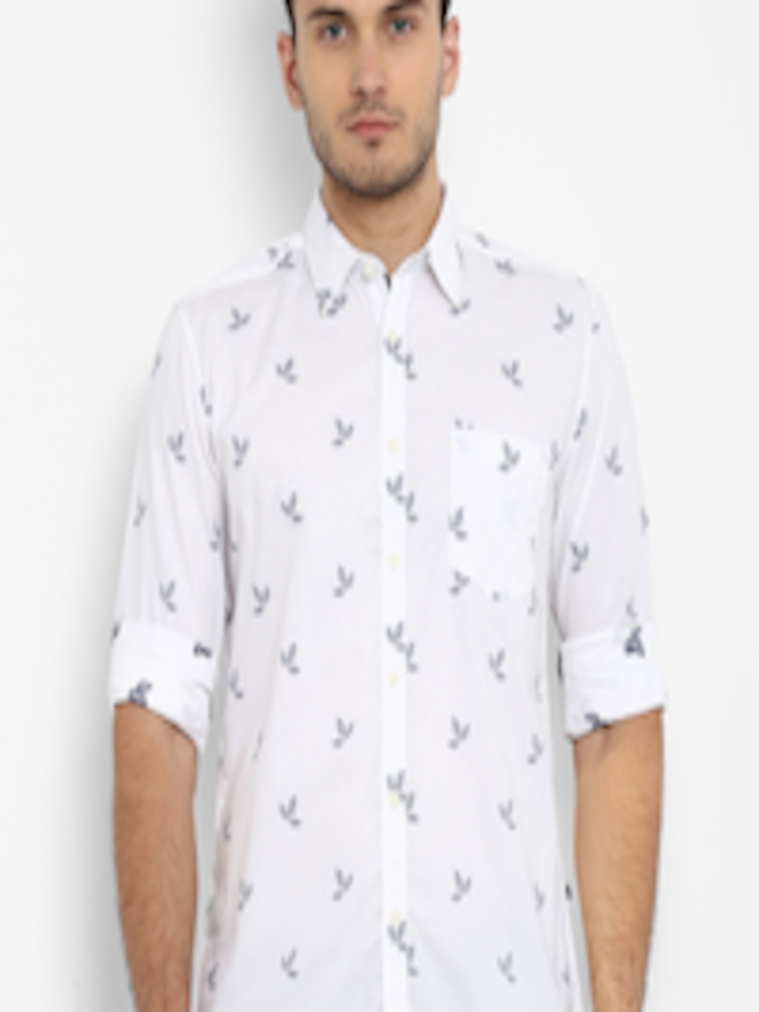 Buy Parx Men White & Blue Slim Fit Printed Casual Shirt - Shirts for ...