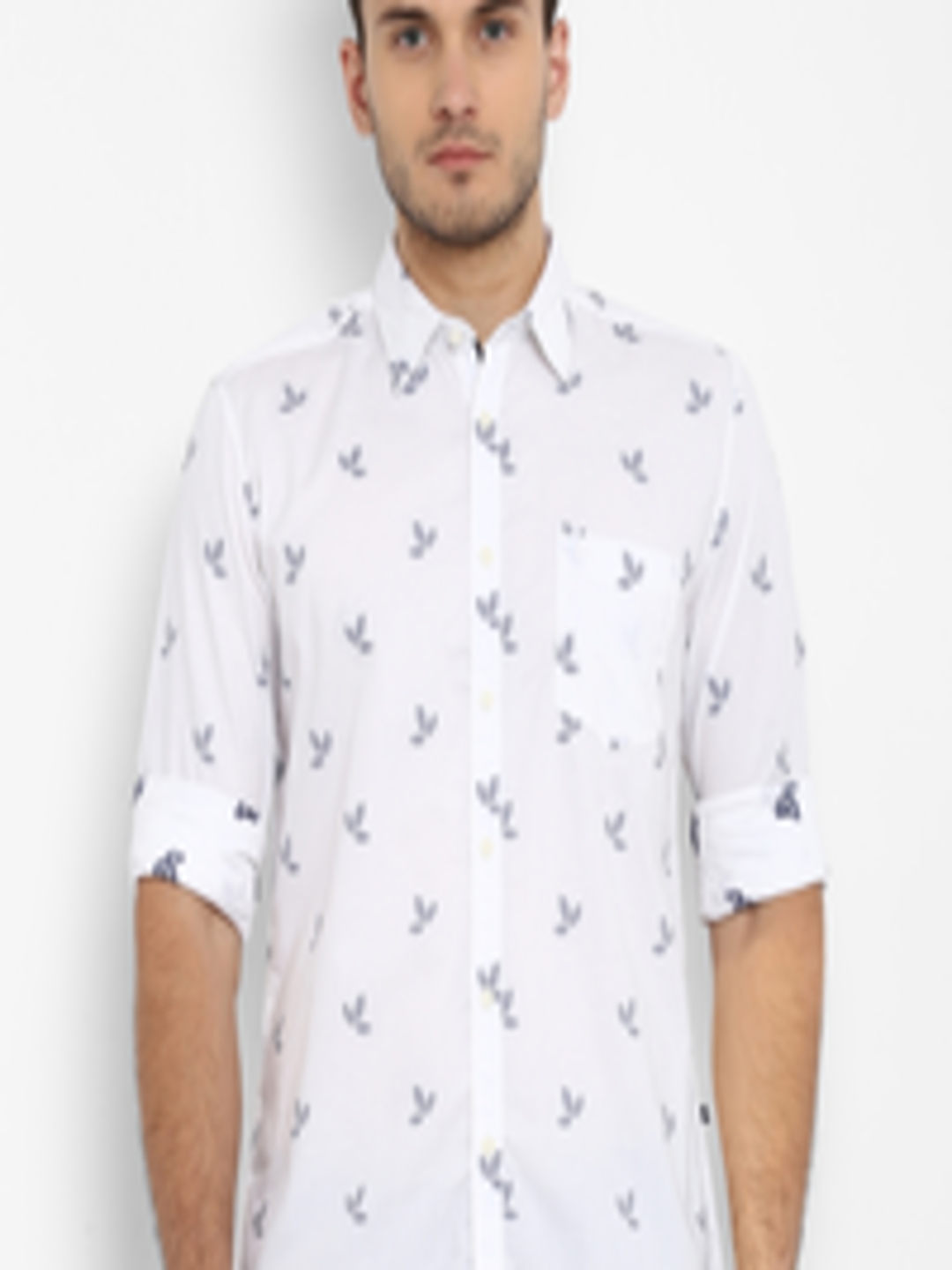Buy Parx Men White & Blue Slim Fit Printed Casual Shirt - Shirts for ...