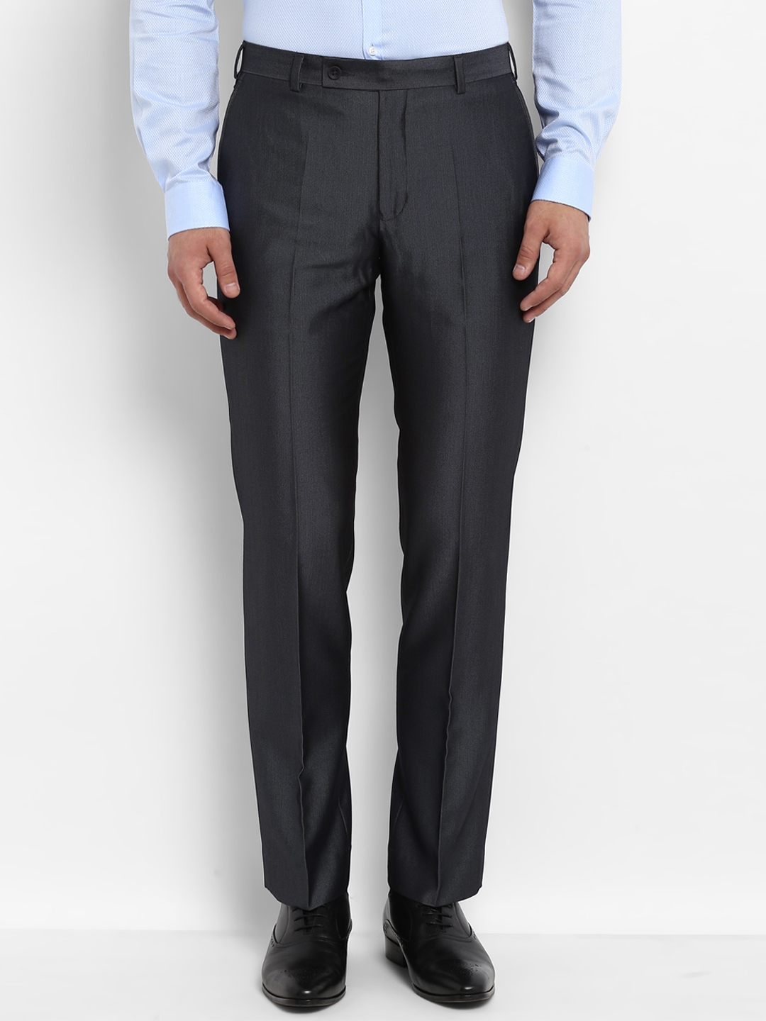 Buy Park Avenue Men Charcoal Regular Fit Solid Formal Trousers ...