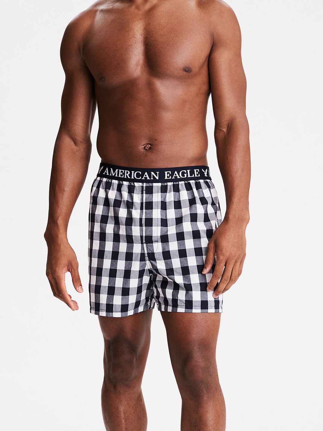 Buy AMERICAN EAGLE OUTFITTERS Men Navy & White Checked Pure Cotton