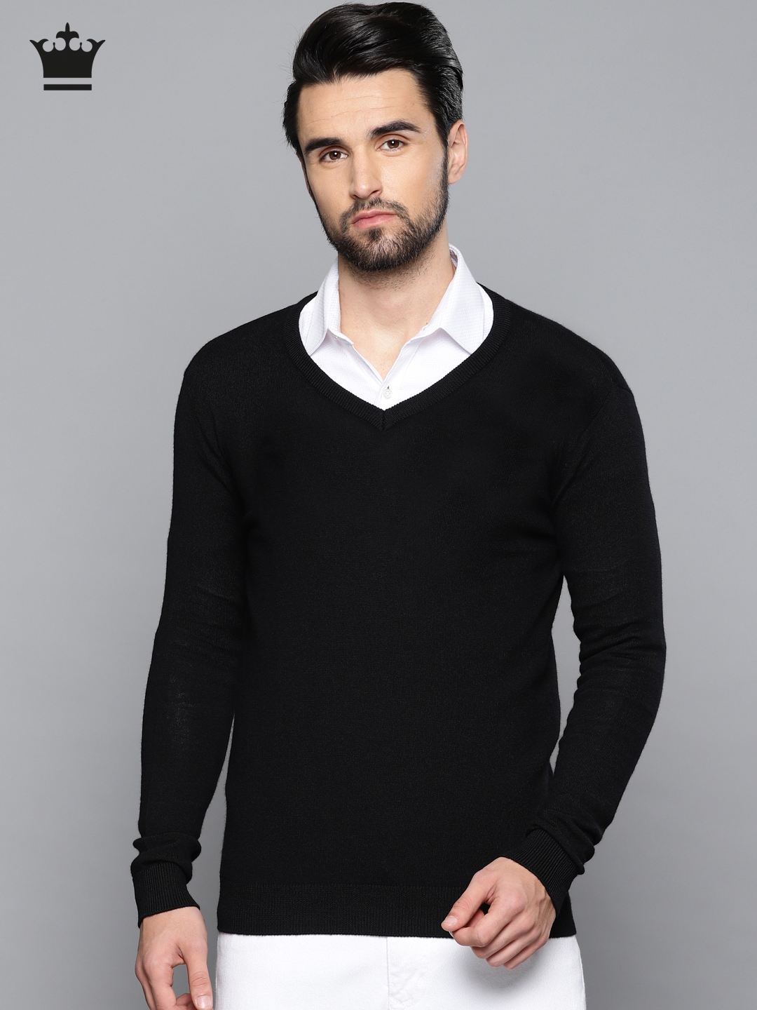 Buy Louis Philippe Men Black Solid Pullover - Sweaters for Men 7690240 ...