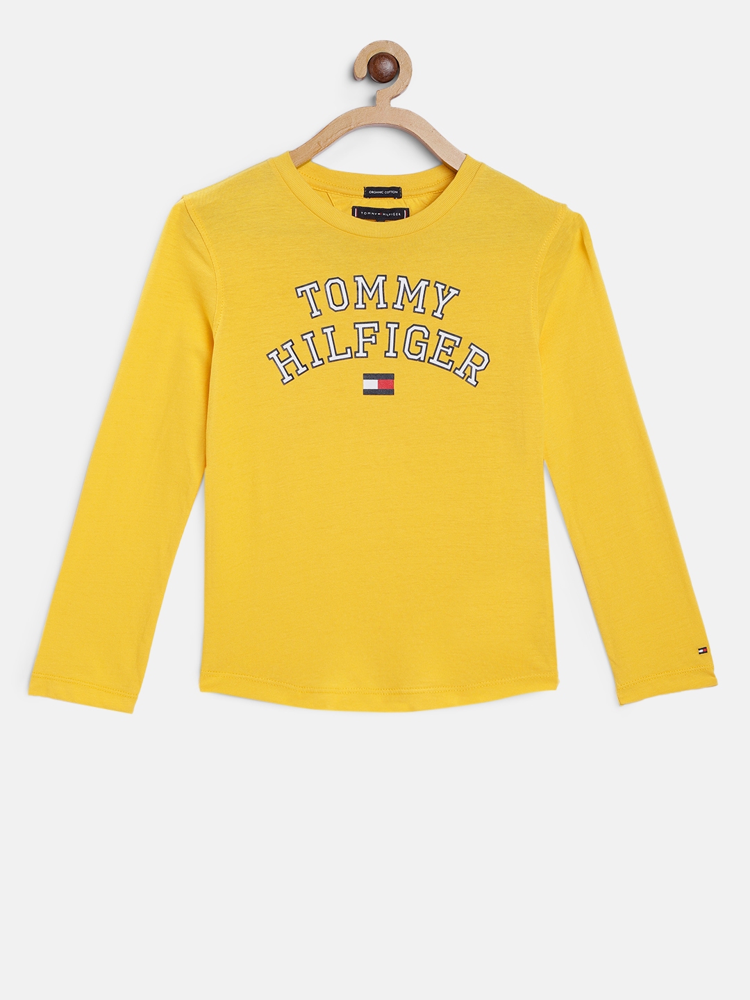 Buy Tommy Hilfiger Boys Yellow Printed Round Neck Pure Cotton T Shirt ...