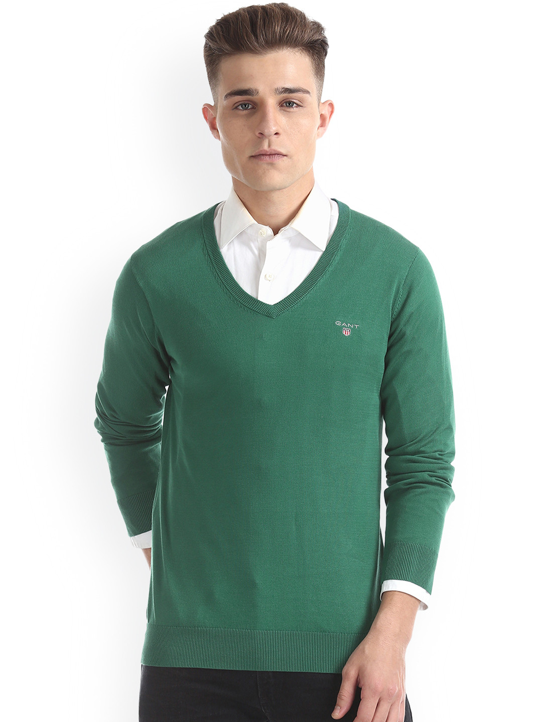 Gant Men Green Solid Stand Collar Sleeveless Puffer Jacket