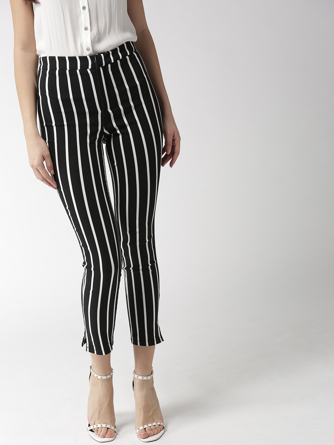 striped cropped trousers