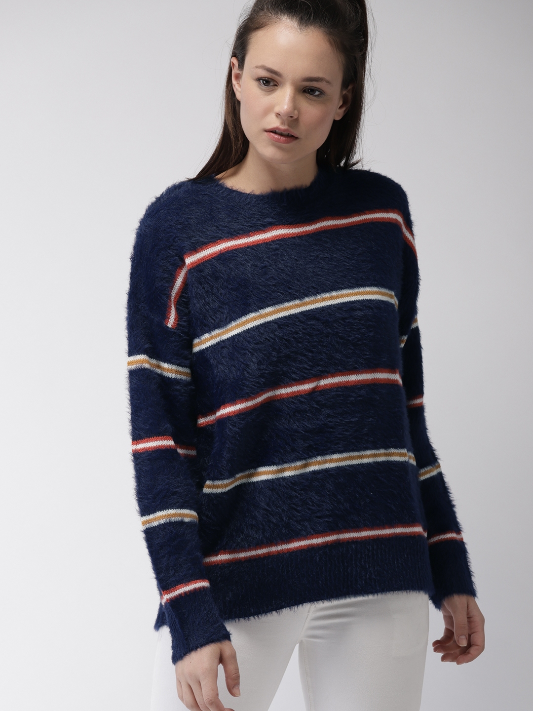 blue and white striped sweatshirt womens
